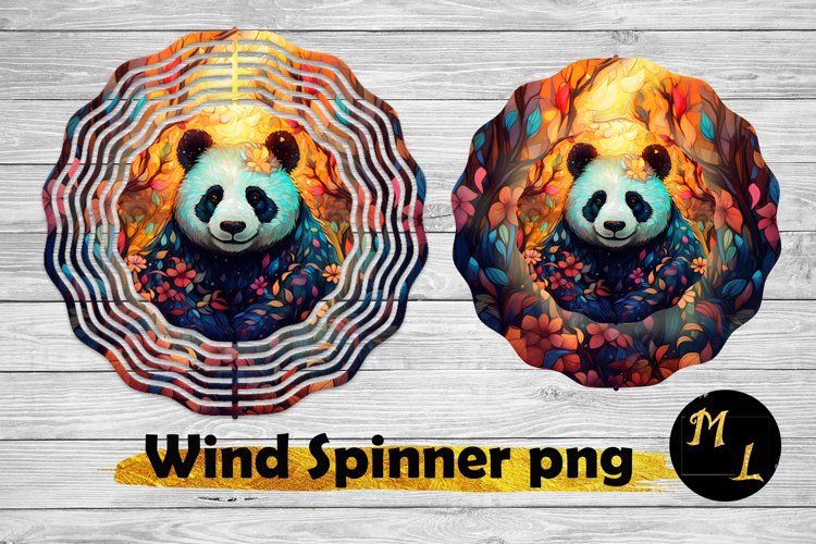 Panda Wind Spinner wrap,Stained Glass Wind Spinner design example image 1
