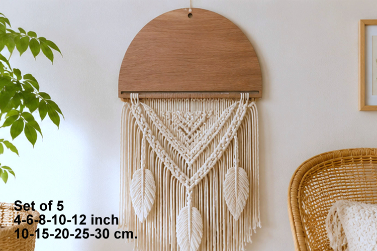 Bundle plain macrame bases set of 5 digital file. Laser cut