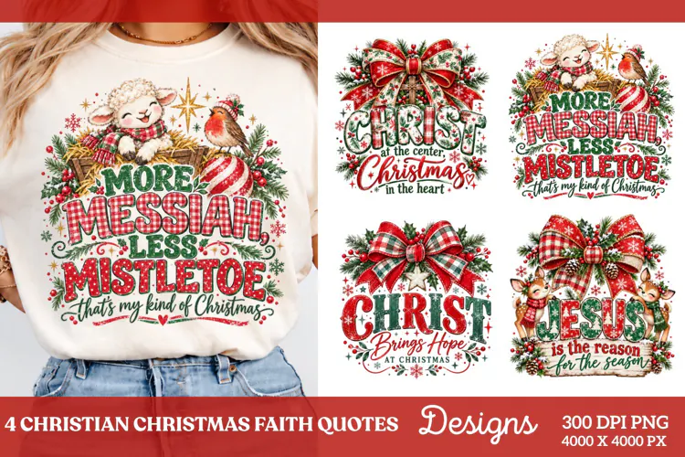 4 Christian Christmas Shirt Designs, 4 Nativity Faith Quote