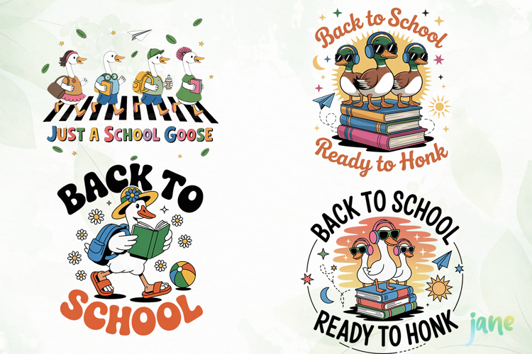 Back To School Goose Sublimation Clipart