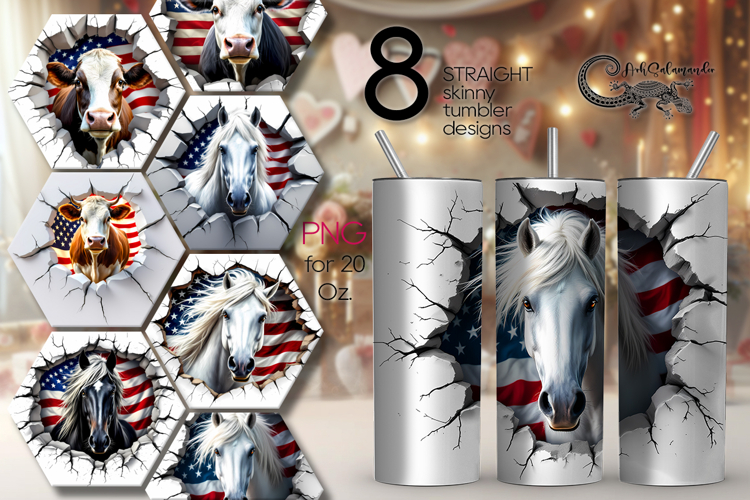 Animals & wall | 8 skinny tumbler Sublimation designs