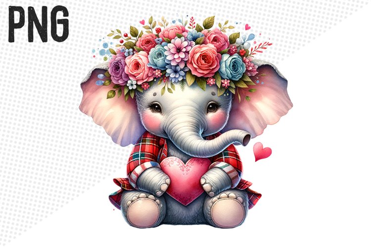 Valentine Elephant Sublimation - Valentine Clipart Design