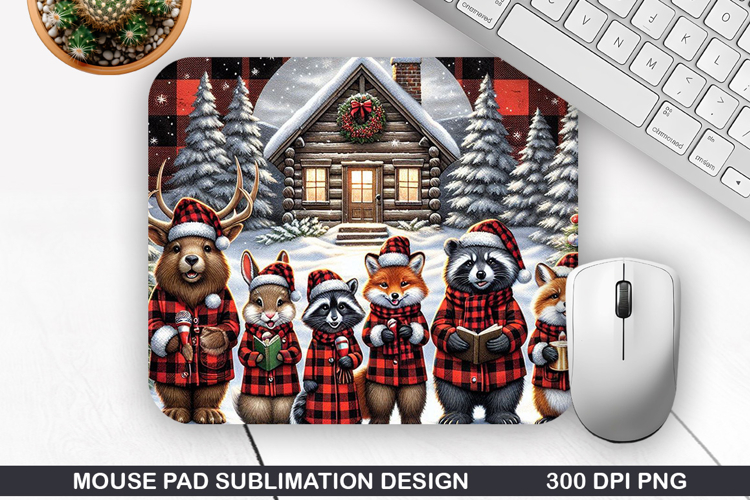 Raccoons Mouse Pad Sublimation, Christmas Mouse Pad PNG