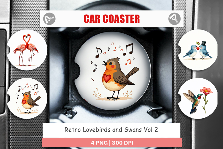 Valentine Lovebirds Car Coaster
