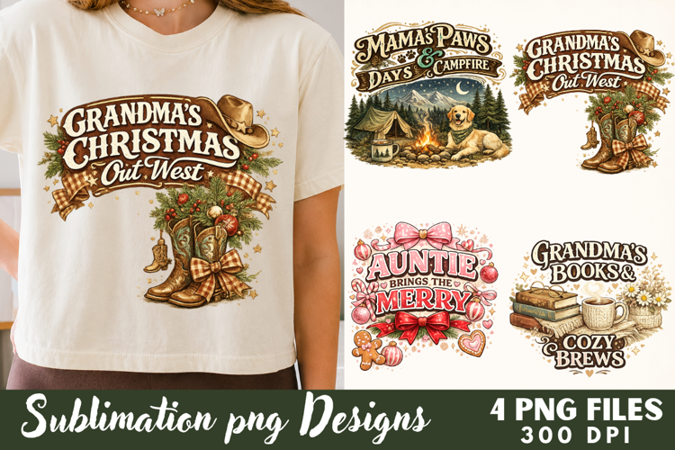 Grandmas Christmas Out West Sublimation Files
