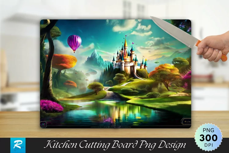 Wonderland Scene Cutting Board Sublimation Design