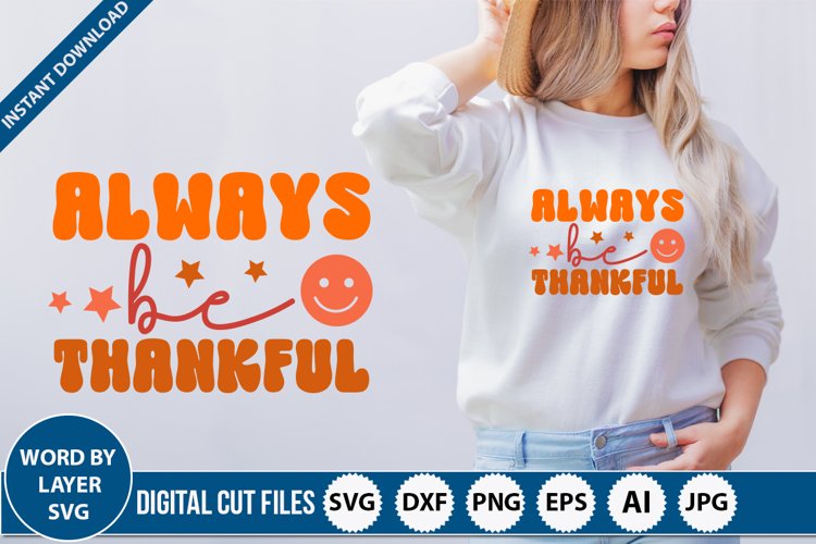 always be thankful retro SVG Design, SVG Design