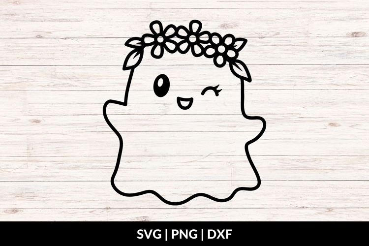 Ghost with Flowers SVG, Halloween Ghost SVG