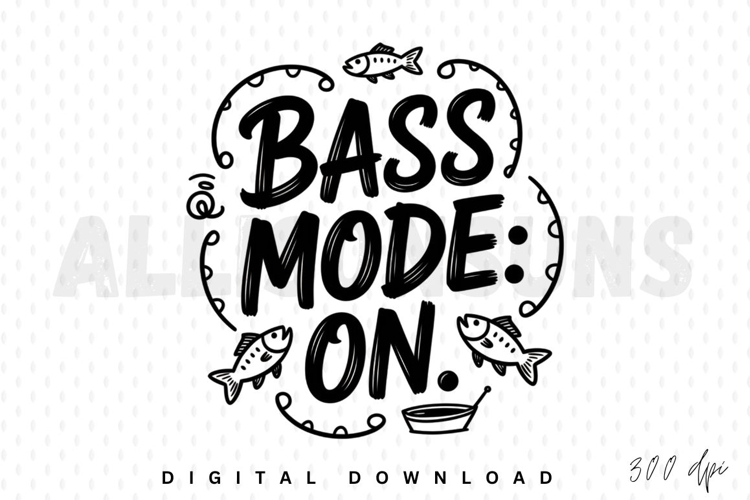 Black And White Bass Mode On Fishing Graphic Vector