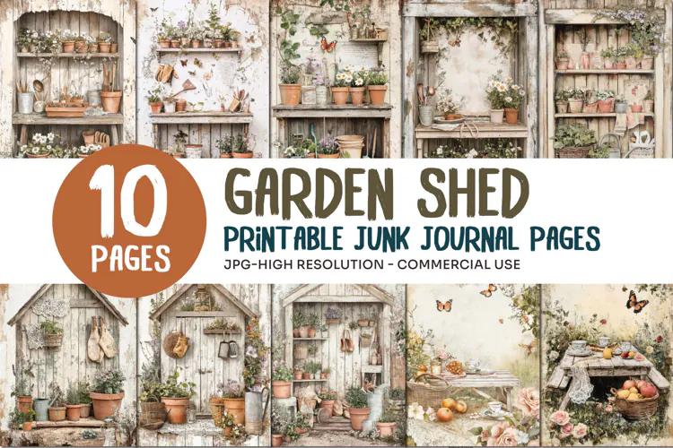Rustic Garden Shed Junk Journal Pages