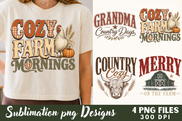 Cozy Farm Mornings Chicken Sublimation Files