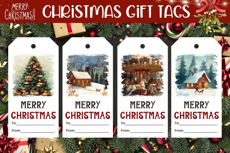 Winter Gift Tag Printable, Cozy Christmas Tree Gift Tag PNG