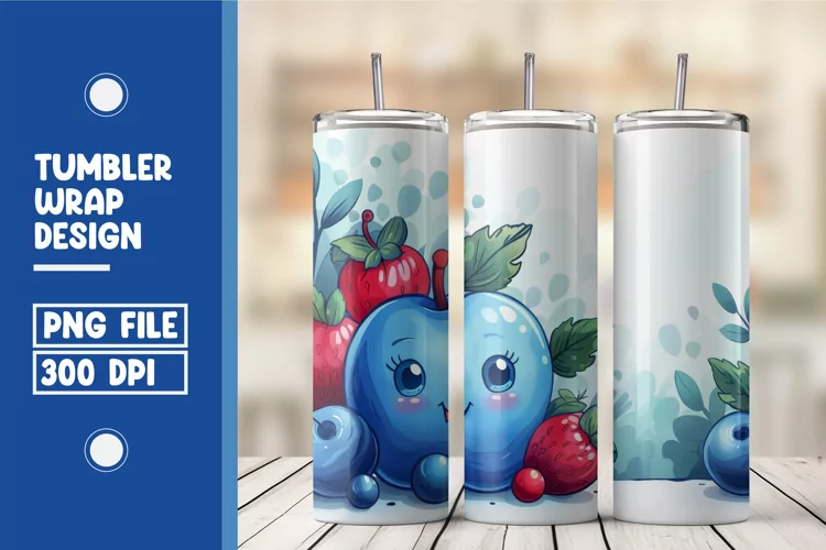 Watercolor Fruits Tumbler Warp Design