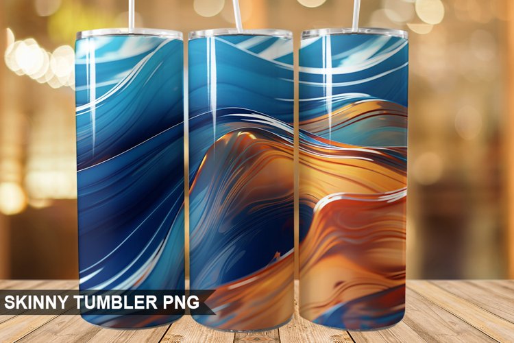 3D Wave Liquid PNG Tumbler Design
