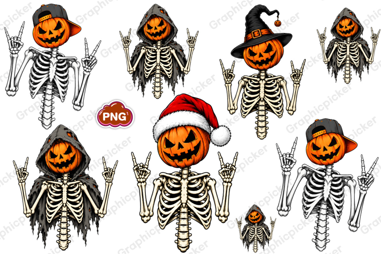 Rock on Halloween Skeleton PNG, Funny Halloween PNG
