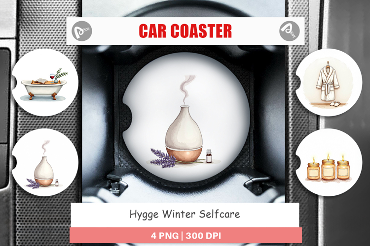 Hygge Winter Selfcare Car Coaster