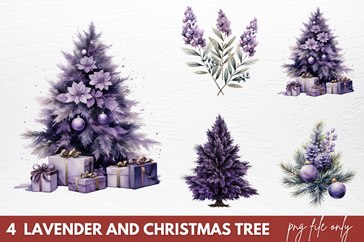 Lavender And Christmas Tree Sublimation PNG