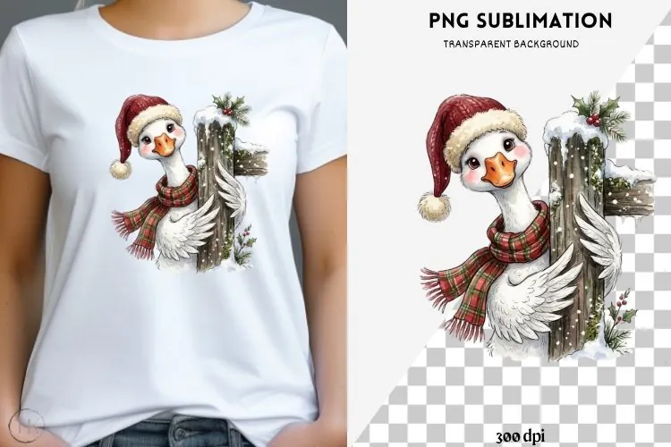 Christmas peeking character png design for T-shirts