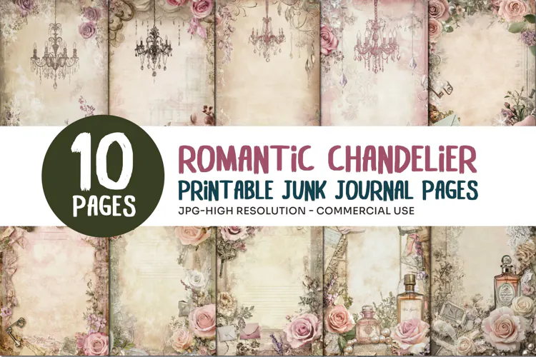 Romantic Chandelier Junk Journal Pages