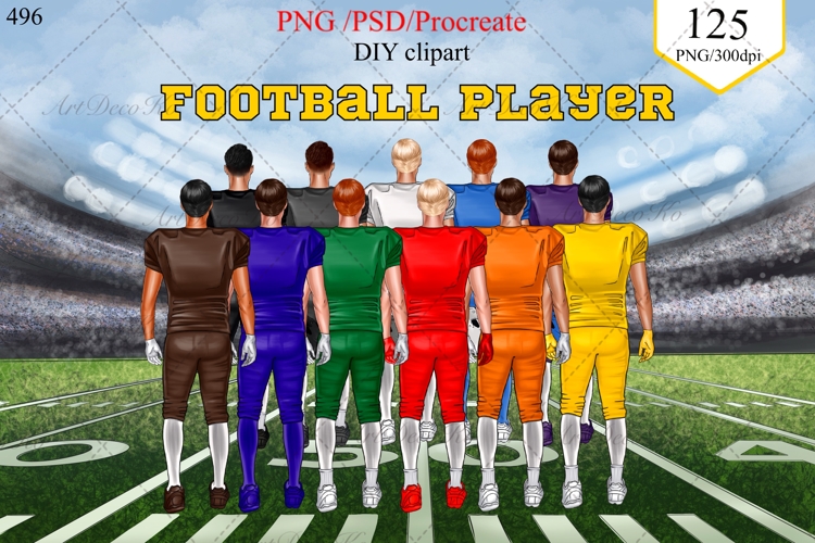 Rugby clipart, American football clipart, personalized art