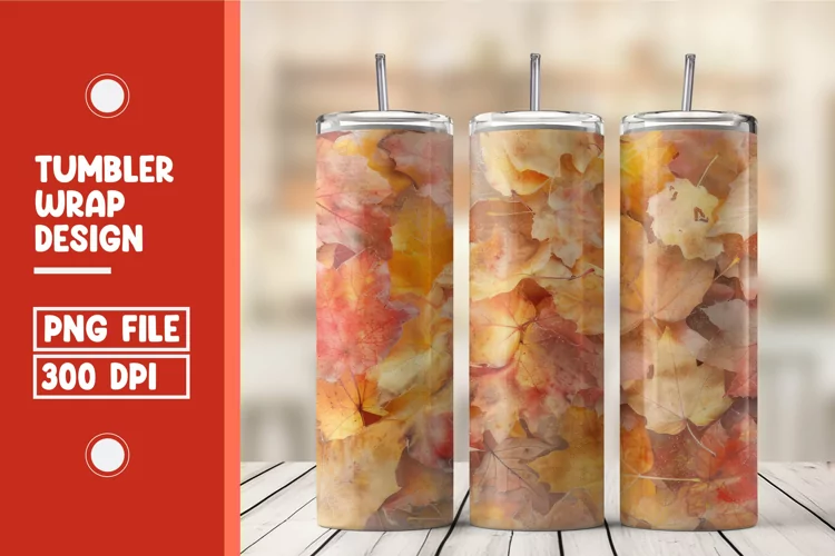 Autumn Leaves Tumbler Wrap Design