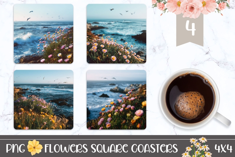 Summer Square Coasters, Floral Square Coaster Designs
