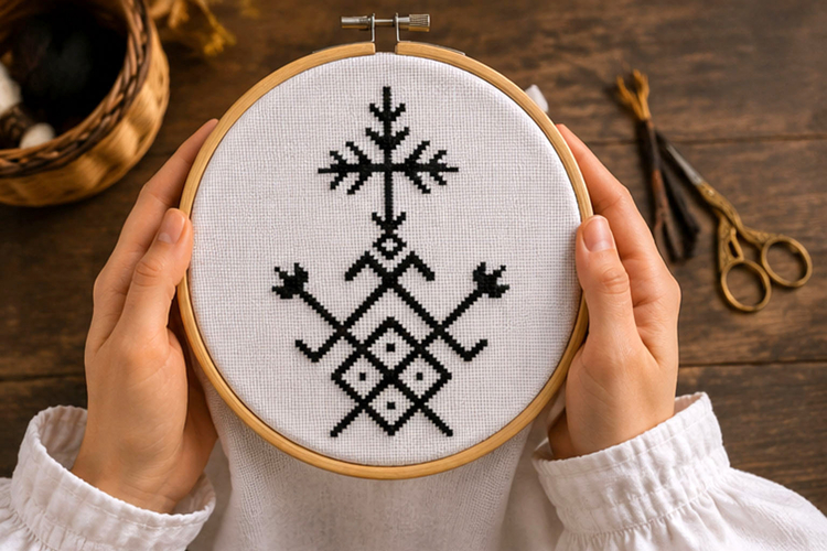 Cross stitch traditional Baltic ornament pattern embroidery