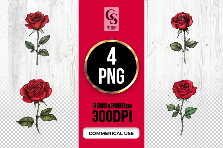 Classic Red Rose Clipart Sublimation PNG