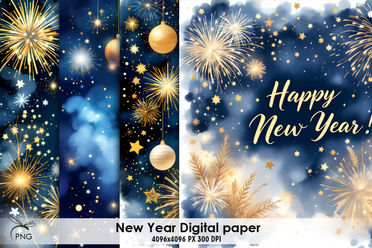 New Year digital paper, background clipart