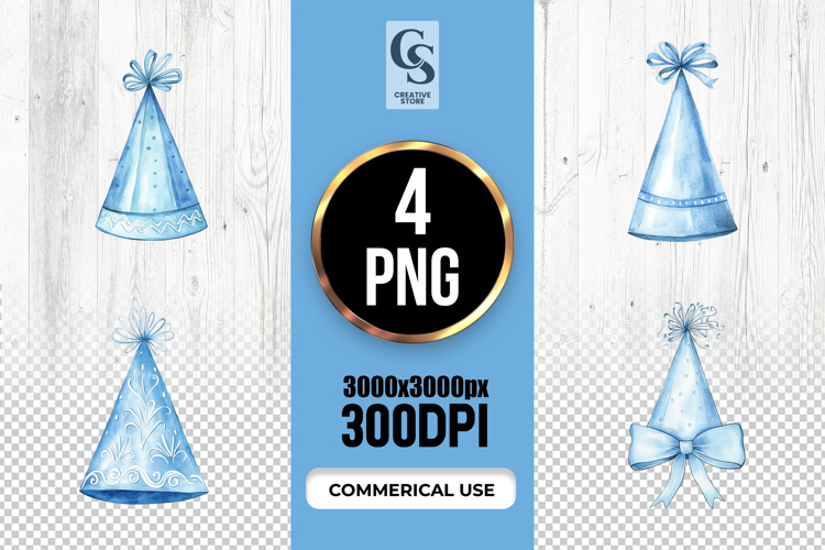 Blue Party Hat Clipart Sublimation PNG