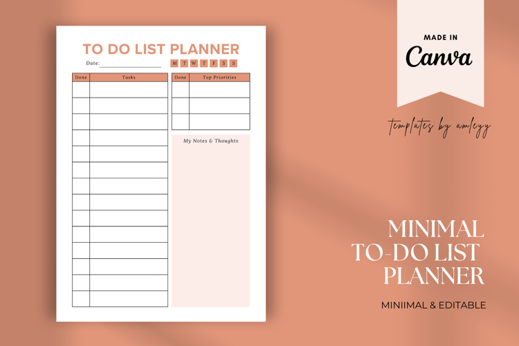 Minimal To Do List Planner Template | Daily productivity pdf