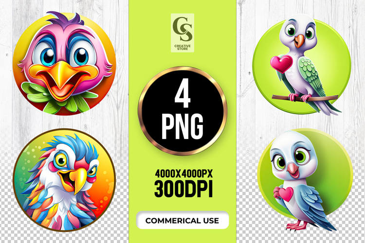 Colorful Tropical Bird Clipart Sublimation PNG