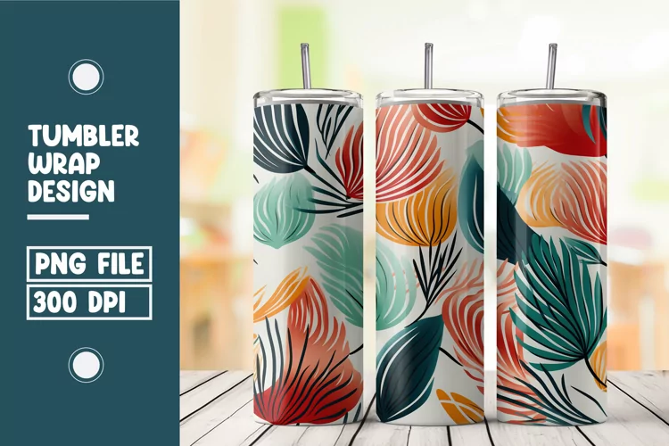 Colorful Abstract Leaves Tumbler Wrap Sublimation