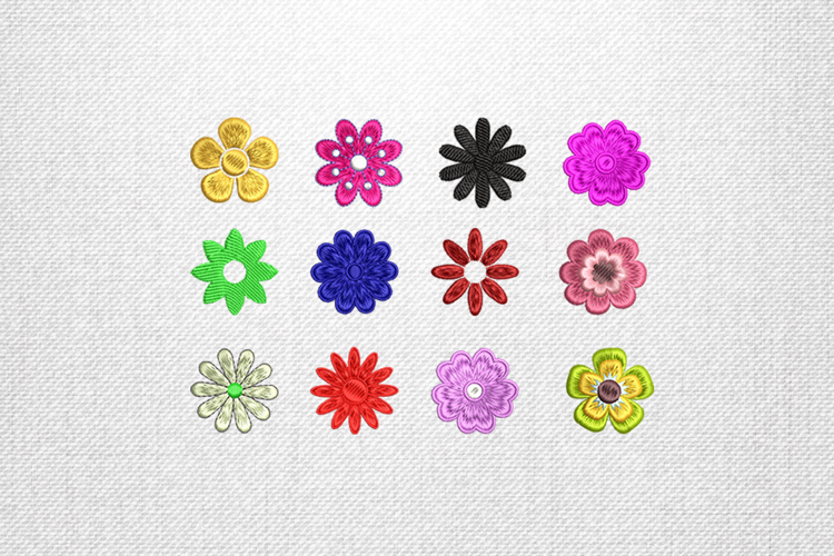 Multicolor Floral Motif Embroidery Design