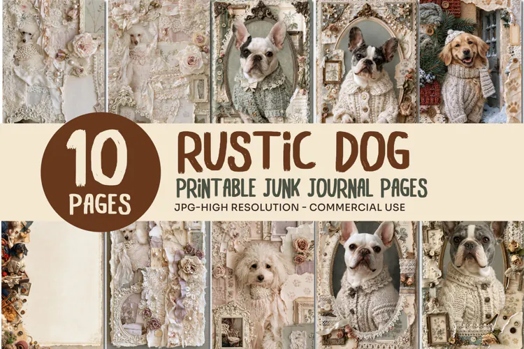 Vintage Dog Lace Junk Journal Pages