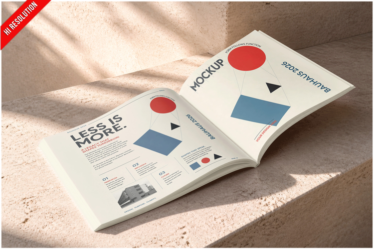 Open Magazine Stone Mockup