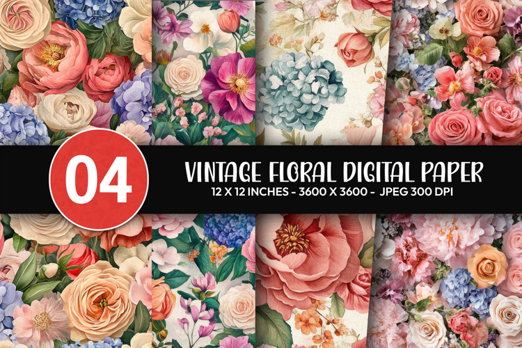 Vintage Floral Digital Paper