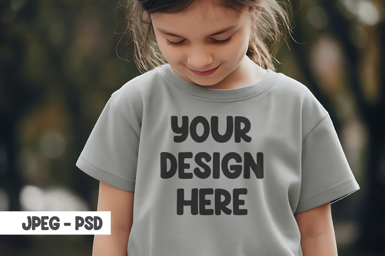 Cute girl model t-shirt mockup psd & jpeg