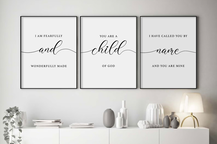 Bible Verse Wall Art Set of 3 Prints
