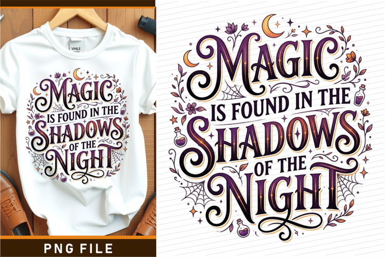 Magic is found in the shadows of the night, Halloween shirt
