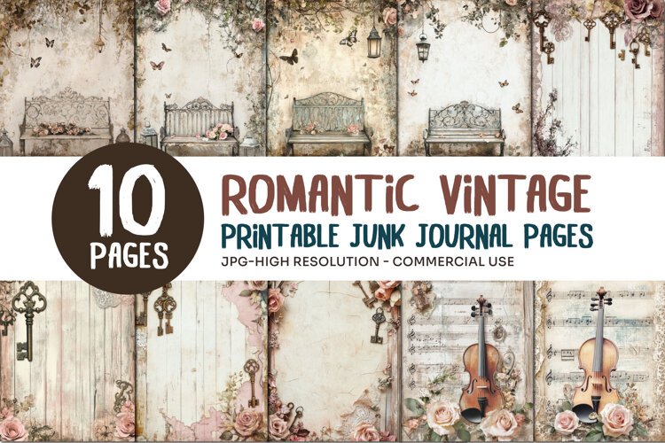 Romantic Vintage Junk Journal Pages example image 1