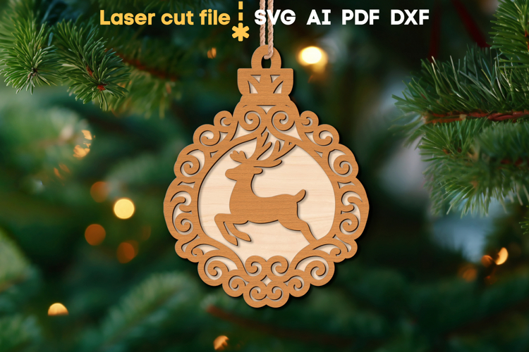 Christmas Ornament Deer SVG laser cut file for Glowforge