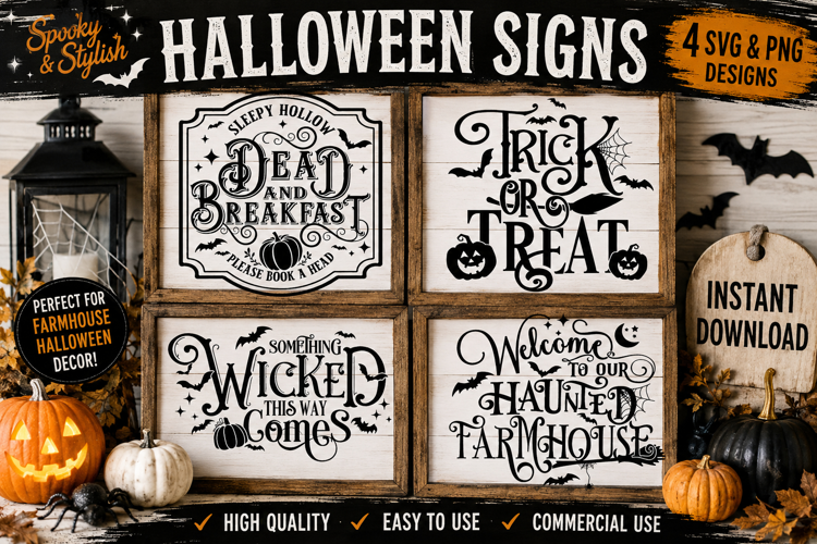 Halloween Signs SVG PNG, Spooky Farmhouse Sayings