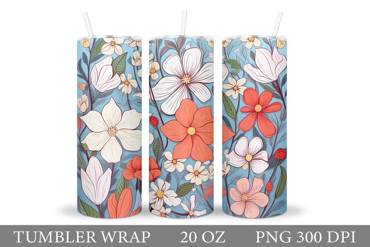 Spring Flowers Tumbler Design. Flowers Tumbler Sublimation
