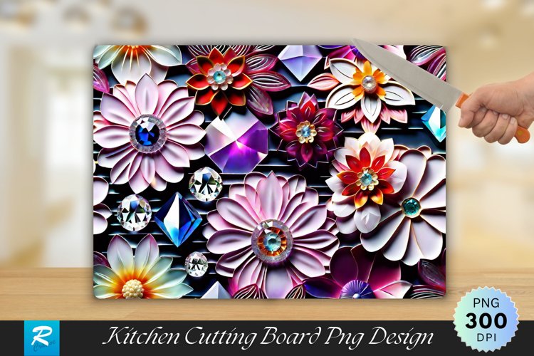 Flowers Cutting Board Sublimation Design example image 1