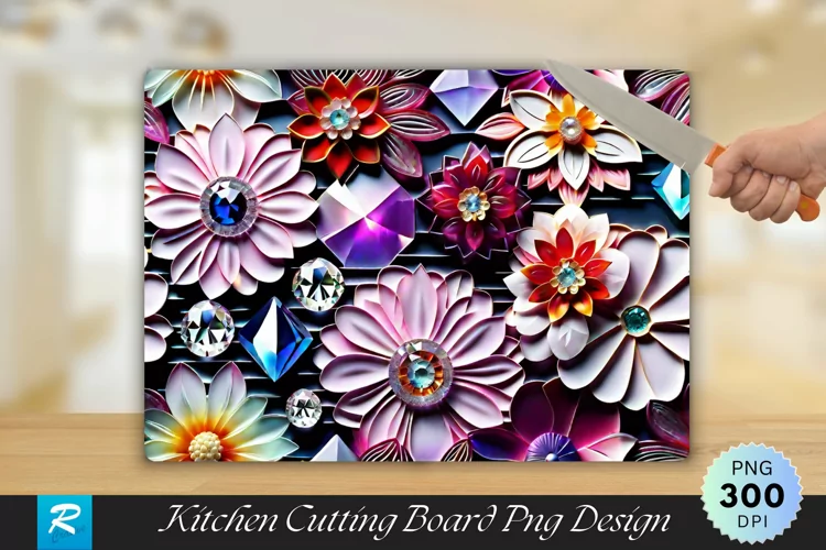 Flowers Cutting Board Sublimation Design