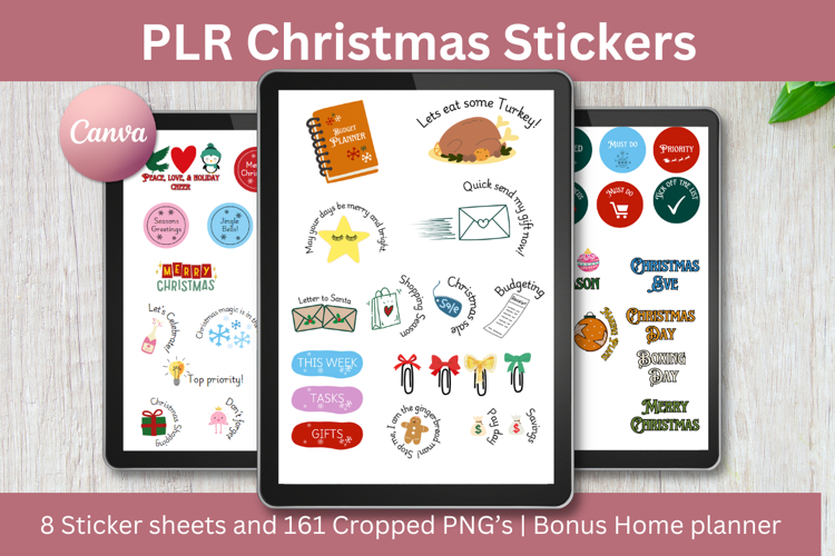 PLR Christmas Stickers: 161 Xmas stickers, Resell