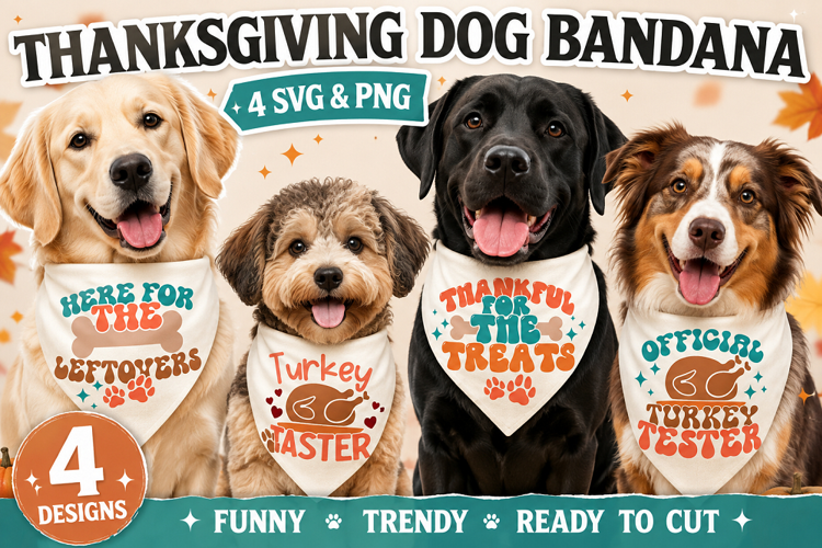 Thanksgiving Dog Bandana SVG PNG, Funny Turkey Sayings