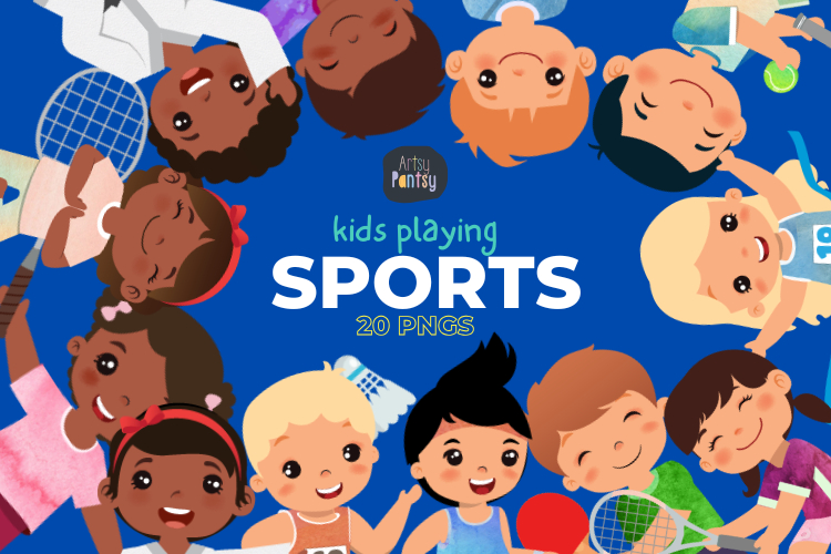 Kids Playing Sports Clipart Bundle