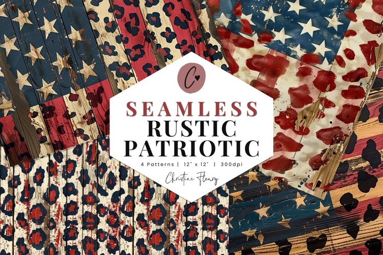 Seamless Cottagecore Patriotic Leopard Print Digital Paper